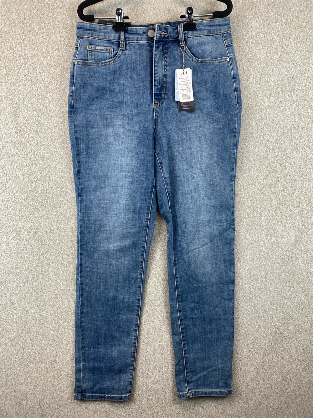 FDJ Jeans Suzanne Slim Straight Womens 12 Blue High Rise Sustainable Stretch